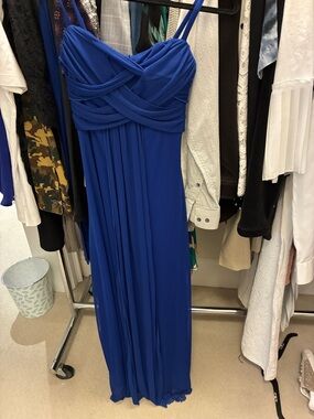imPRESS Cobalt Blue Draped Maxi Dress with Spaghetti Straps 👵MT